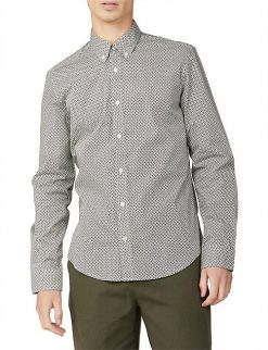 Ben Sherman Geo Print Mens Button-up Long Sleeve Shirt 